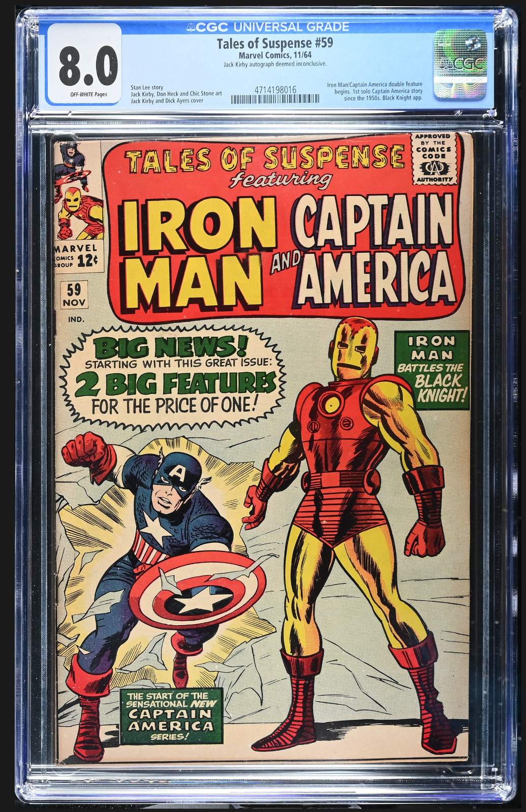 TALES OF SUSPENSE #59 - cgc 8.0 - Pagine OW - FIRMATO DA KIRBY (Inconclusivo)