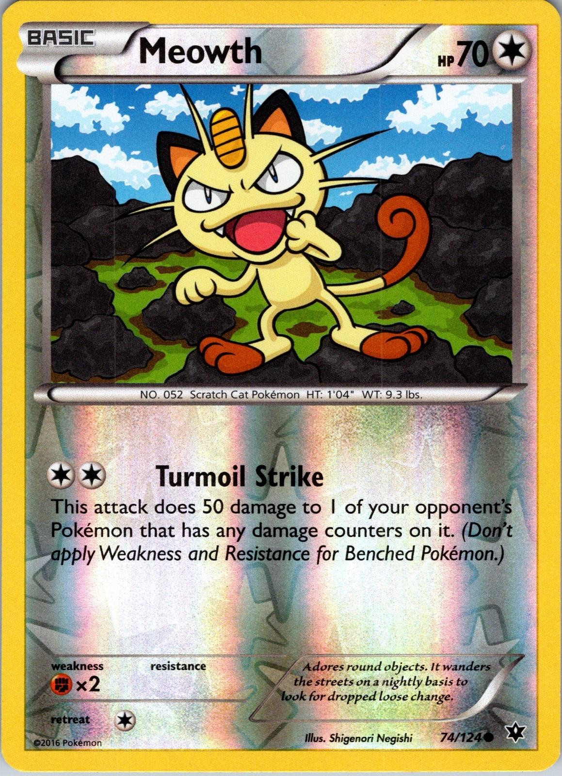 Meowth 74/124 Common Fates Collide Pokemon Reverse Holo NM-LP