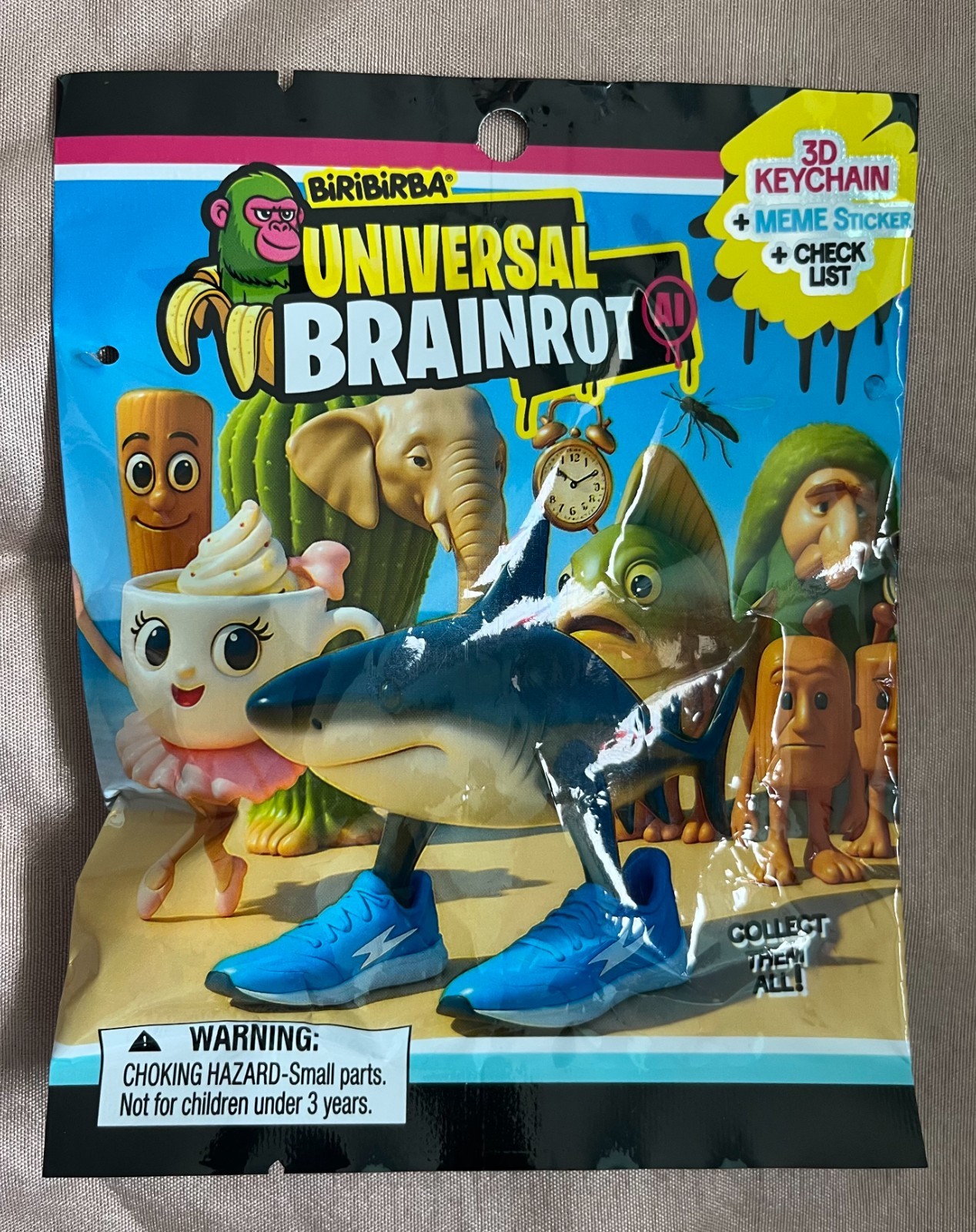 Portachiavi universale Brainrot AI Mystery 3D adesivo meme borsa cieca