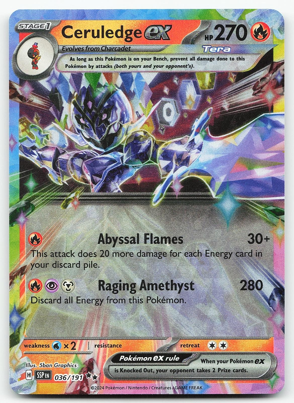Pokemon Ceruledge ex 036/191 Scintille Urgenti Doppio Raro Holo NM