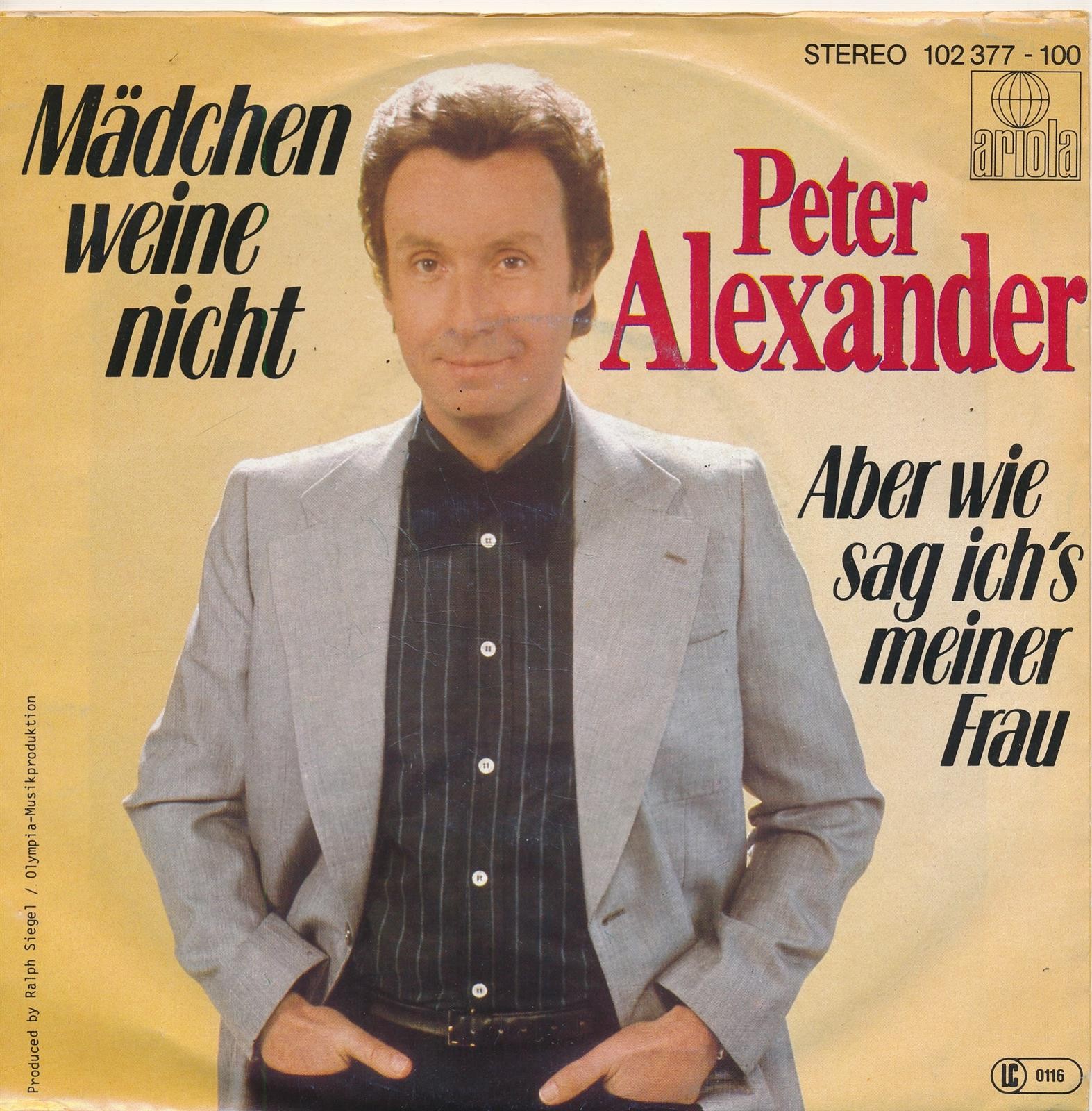 Mädchen weinen nicht - Peter Alexander - Single 7" Vinyl 184/16