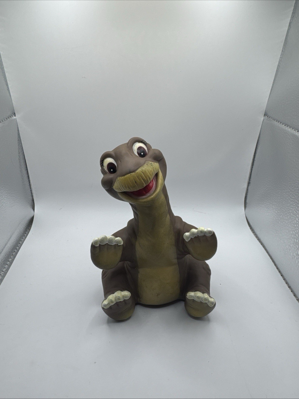 Vintage 1988 Land Before Time Little Foot dinosauro pizza capanna burattino mano così com'è