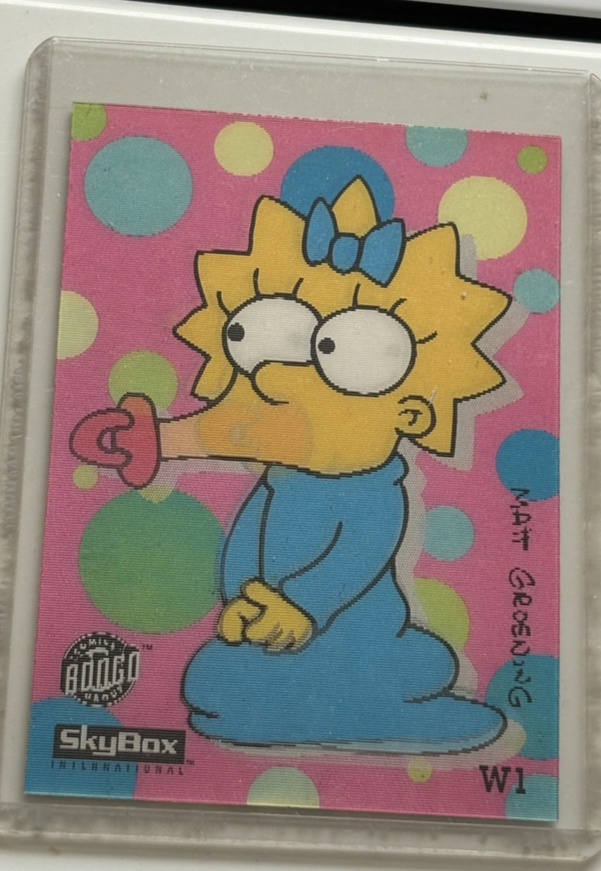 SIMPSONS MAGGIE WIGGLE LENTICOLARE TRADING CARD 1993 BONGO VINTAGE DA COLLEZIONE