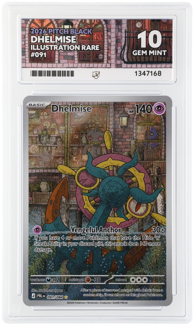 Pokemon TCG Dhelmise 091/084 Pitch Black IR ACE 10 Graded