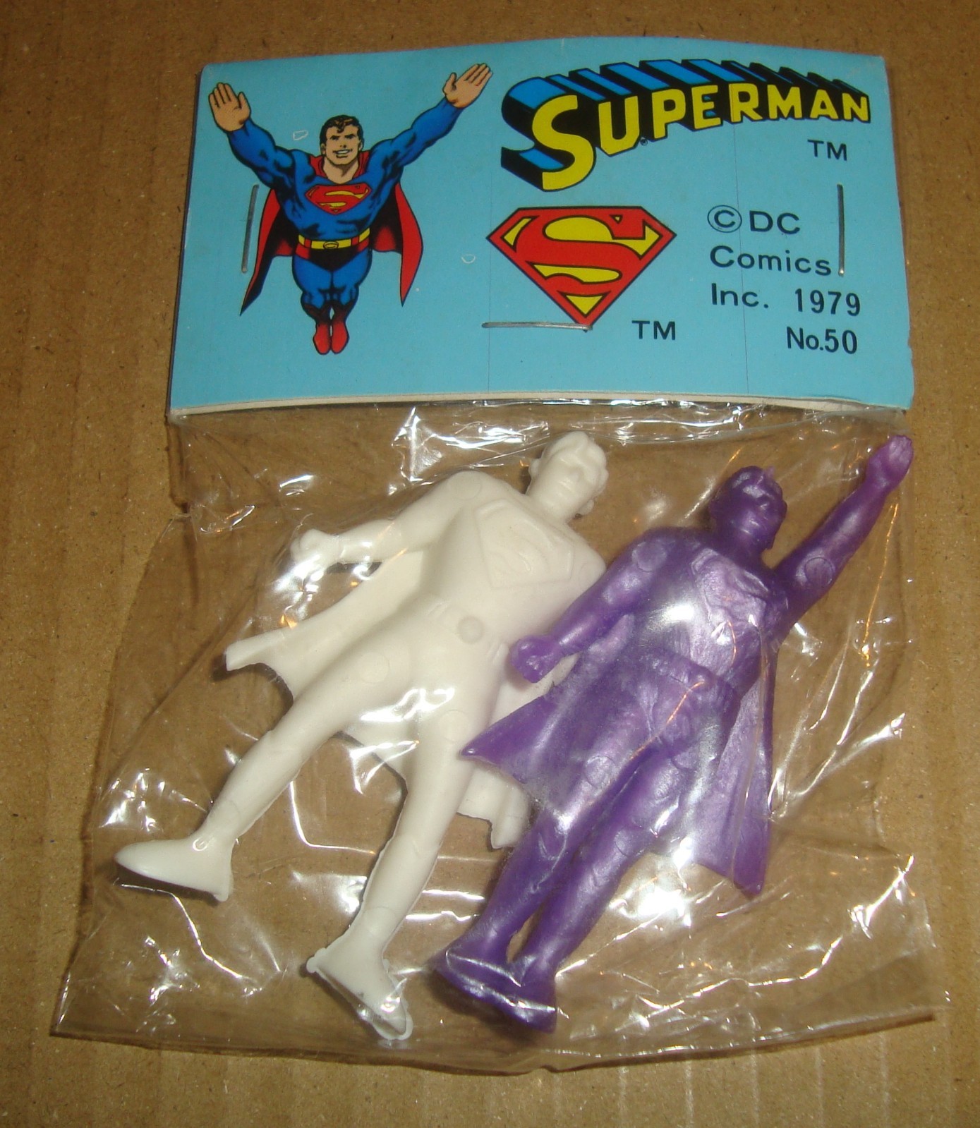 SUPERMAN ERASER SET WHITE/CLEAR PURPLE DC COMICS INC. 1979