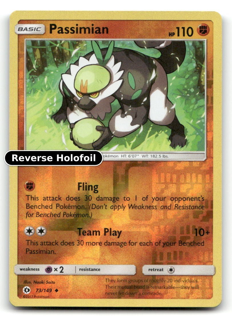 Passimian Reverse Holofoil SM 73/149 LP Pokemon