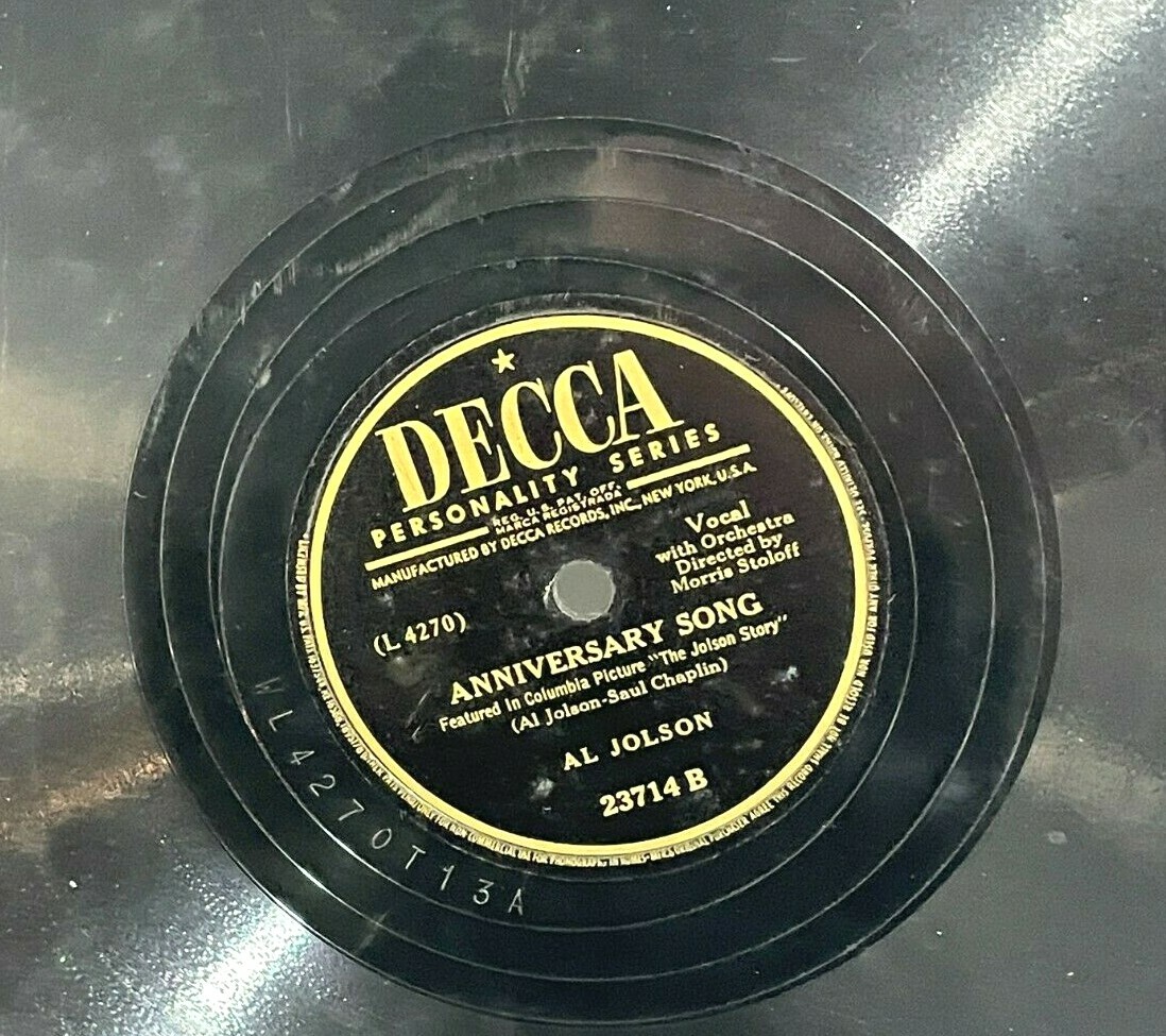 1946 Music Hall Al Jolson Avalon / Anniversary Song DECCA 78 RPM