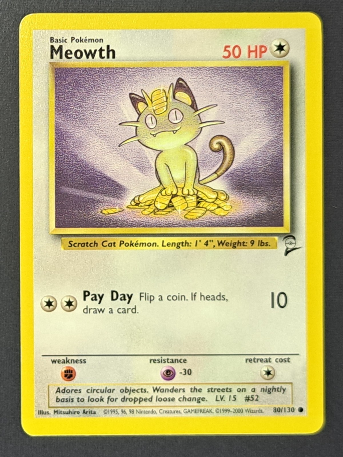 Meowth 80/130 Common Base Set 2 Pokemon LP