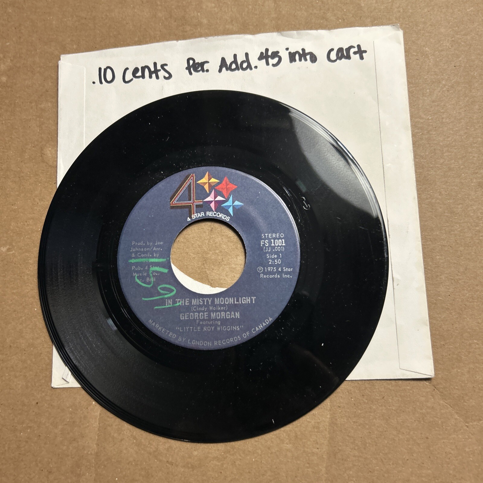 George Morgan In The Misty Moonlight/Welcome Back To My World 4 Star Records 45