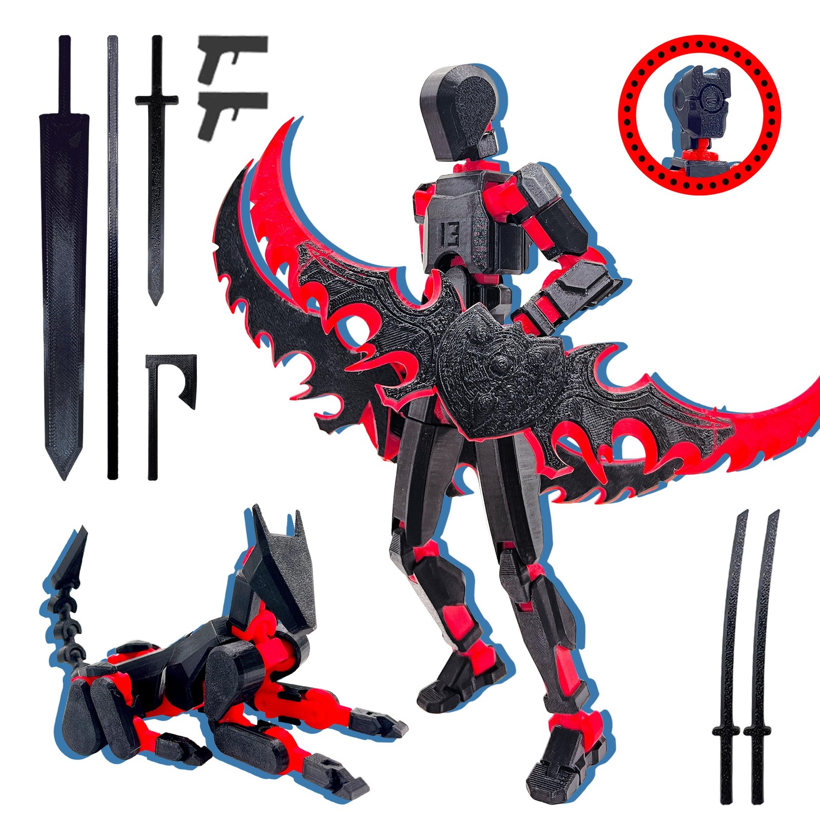 Set action figure 3D T13 (assemblaggio completo), action figure robot fittizio Titan 13