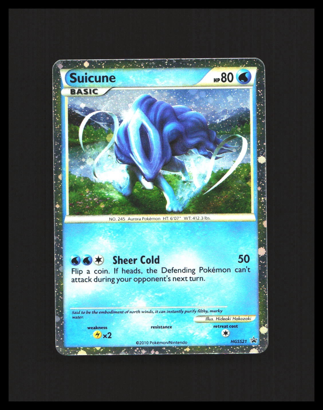 Suicune Pokémon HeartGold SoulSilver Holo HGSS21 Black Star Promo LP