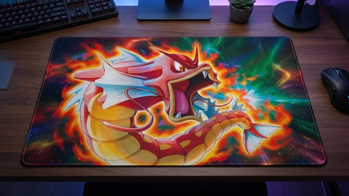 Shiny Gyarados Gold Star Art Custom Standard Size Pokemon TCG Playmat Mousepad