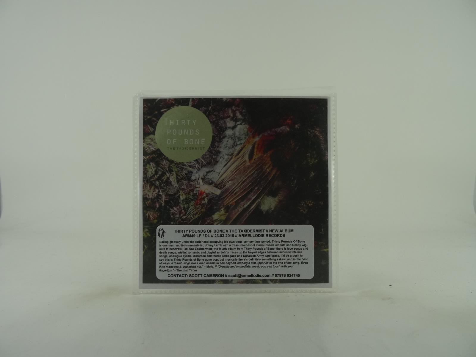 THIRTY POUNDS OF BONE THE TAXIDERMIST (257) 10 Track Promo CD Album including Pi