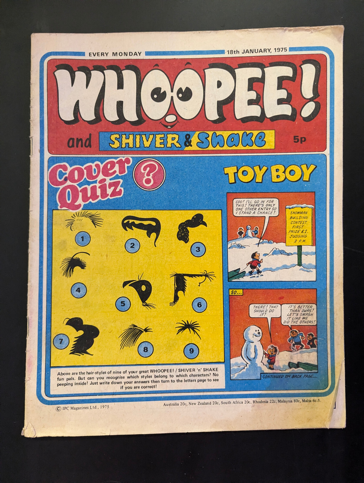 Whoopee and Shiver and Shake Comic, 18th January 1975, IPC