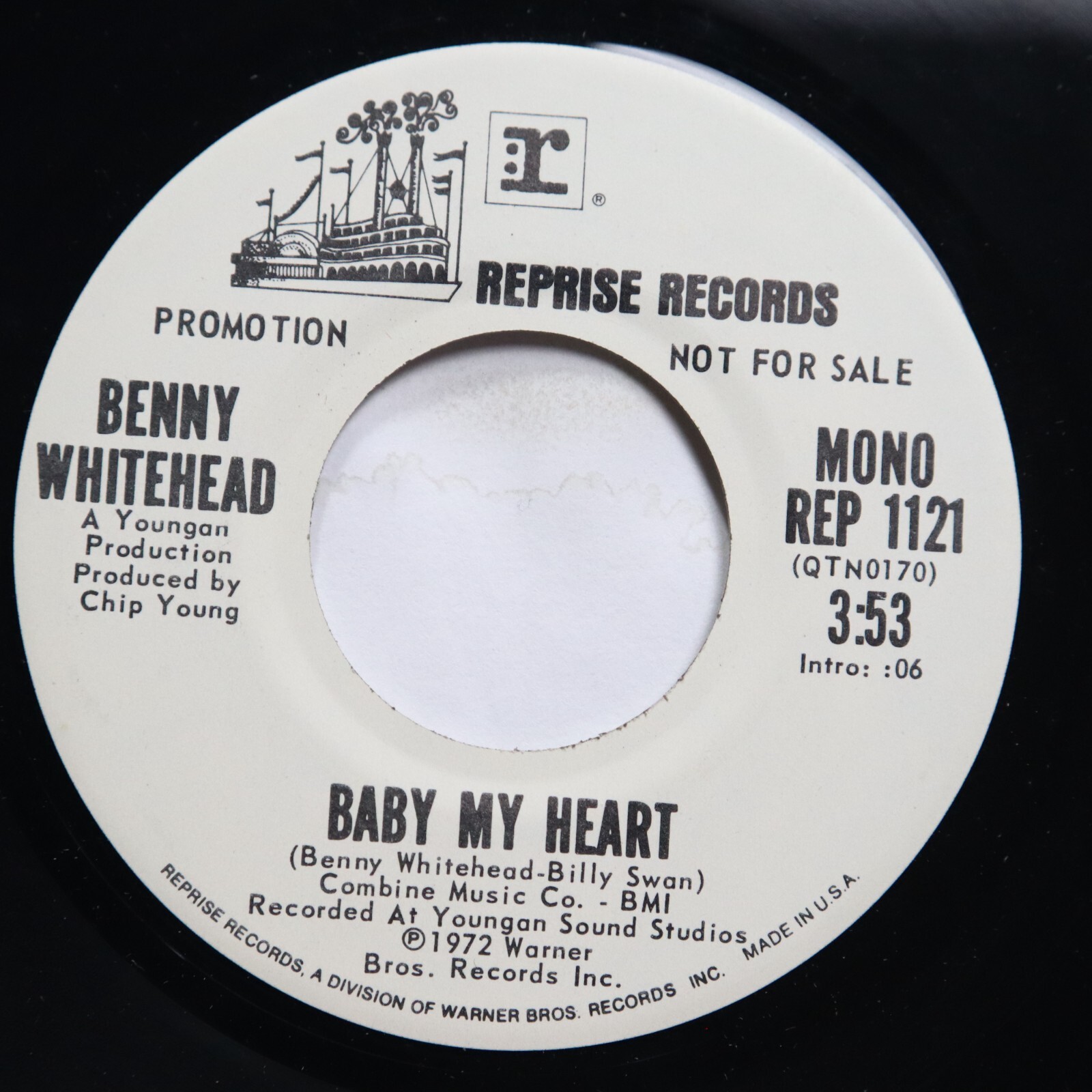 BENNY WHITEHEAD - BABY MY HEART (BOTH SIDES) - ROCK 45 *PROMO*