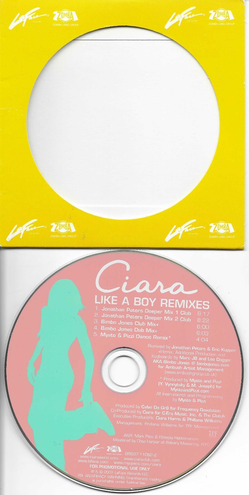 CIARA Like a Boy 5TRX w/ RARE REMIXES & CLUB Bimbo Jones PROMO DJ CD single 2007