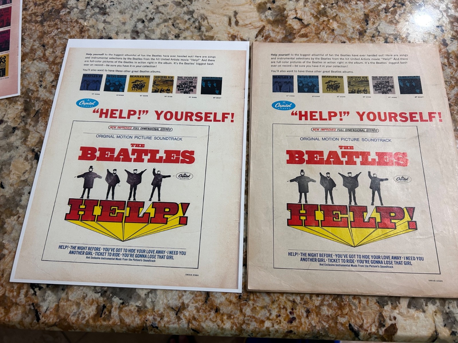 BEATLES "HELP!"  Color Capitol Records 1965 PROMO ADVERT quality reproduction