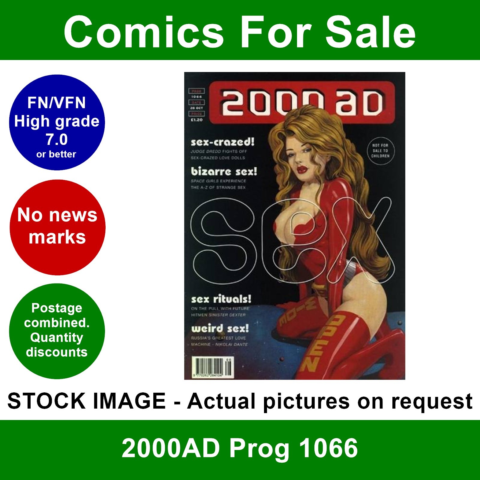 2000AD #1066 prog comic - Nice FN+ clean - Sex issue - 28 Oct 1997