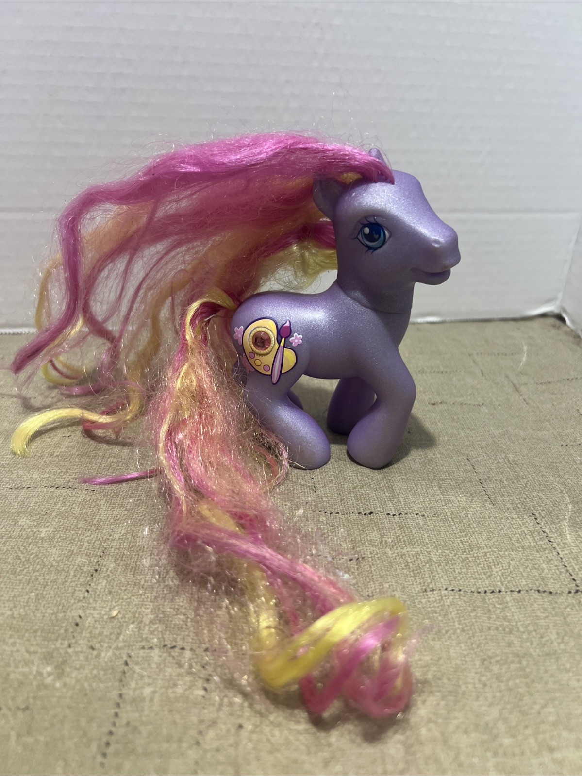 My Little Pony G3 Dibble Dabble tavolozza artista gioiello viola rosa capelli super lunghi