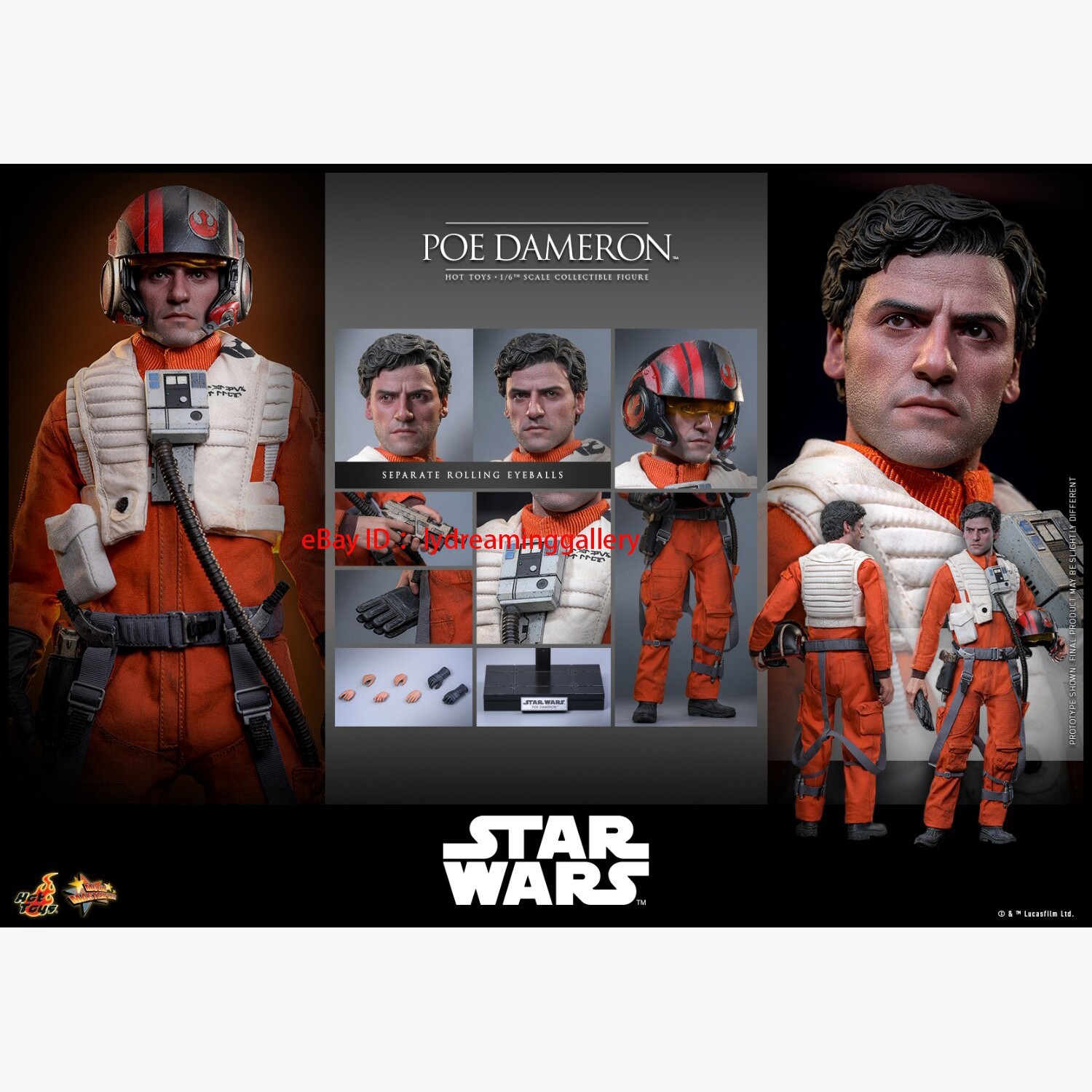 Hot Toys MMS806 Star Wars Poe Dameron 1/6 Limited Modellino da Collezione