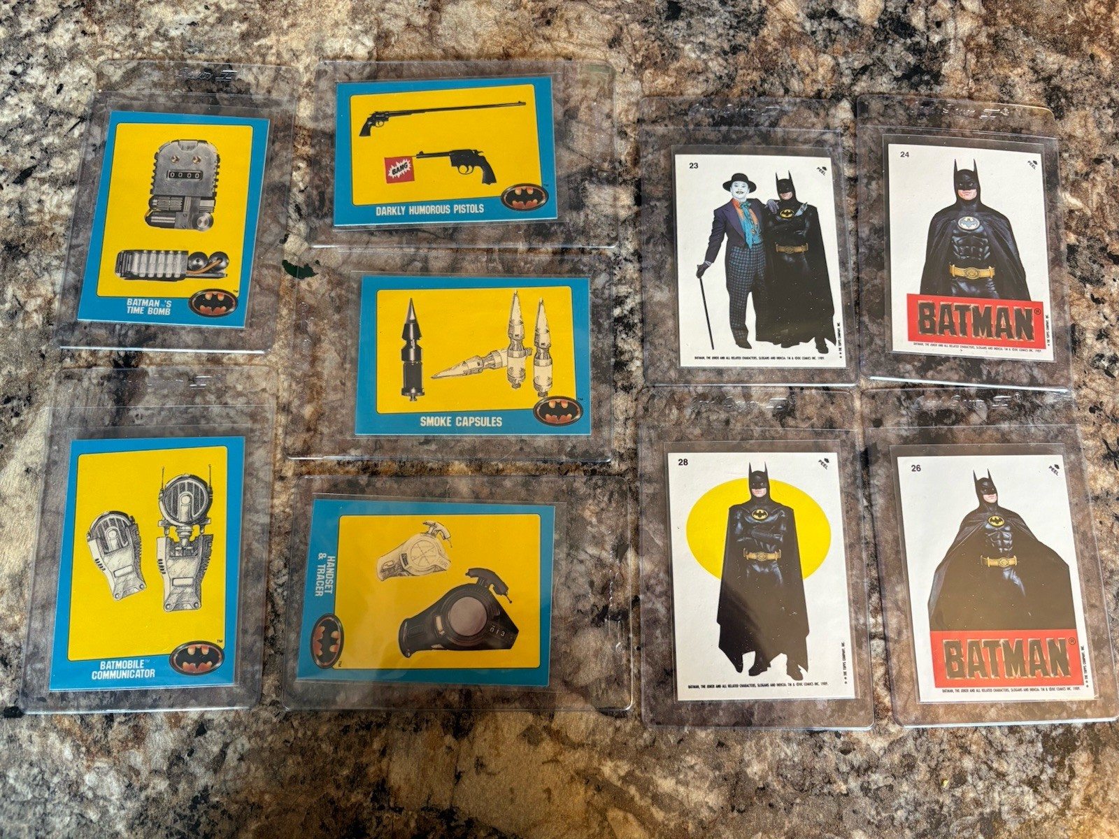 1989 Topps Batman Movie Cards Lot of 5 Sticker Cards And Gadgets NM Card Savers