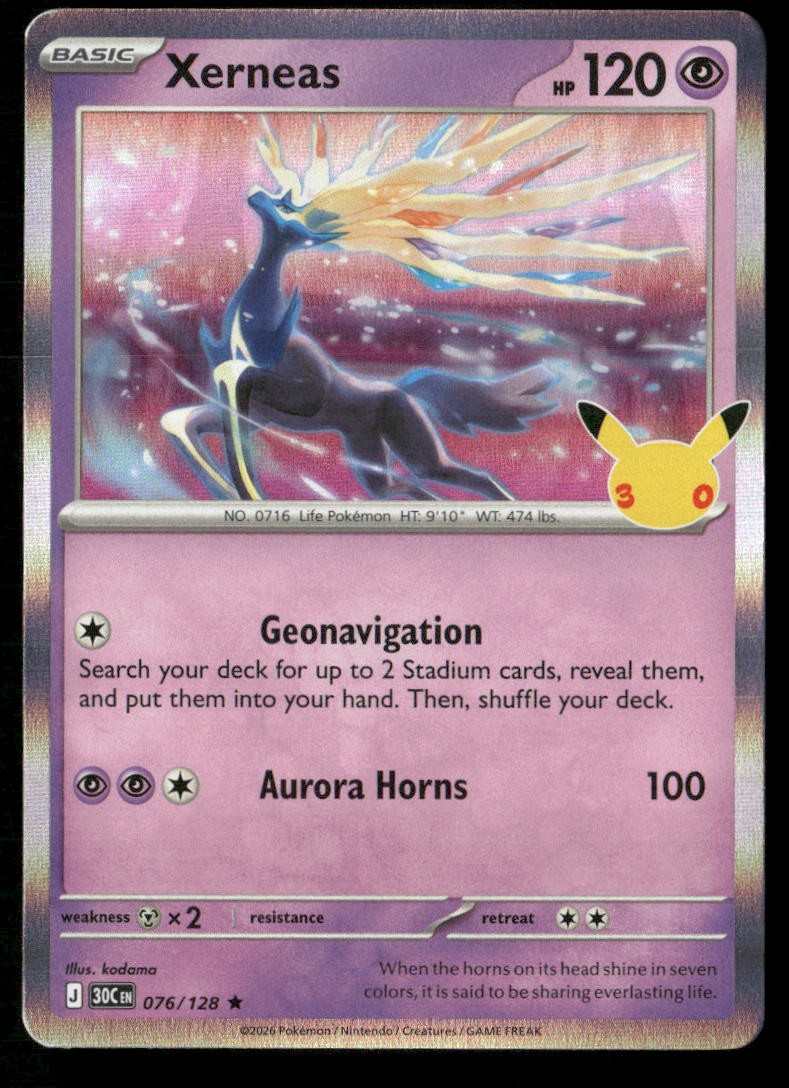 Xerneas 076/128 ME: 30° Celebrazione Pokemon Holo Near Mint
