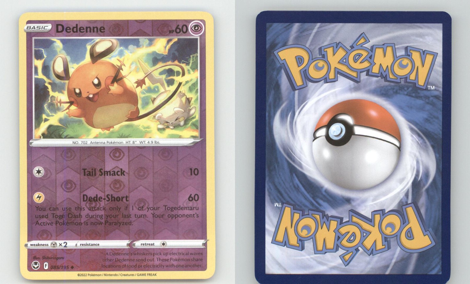 Dedenne 085/195 Pokemon Tempesta Argento Non Comune Reverse Holo Near Mint