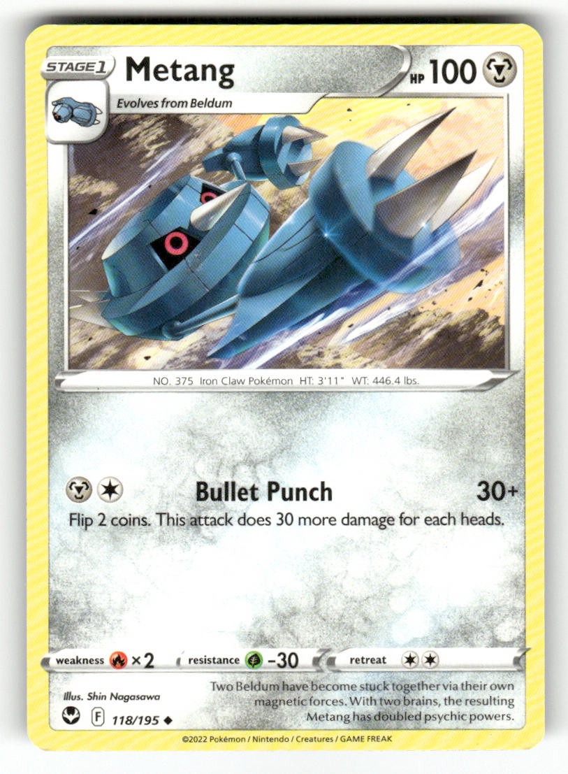 Metang 118/195 Pokemon Tempesta Argento Non Comune Giocato Leggermente