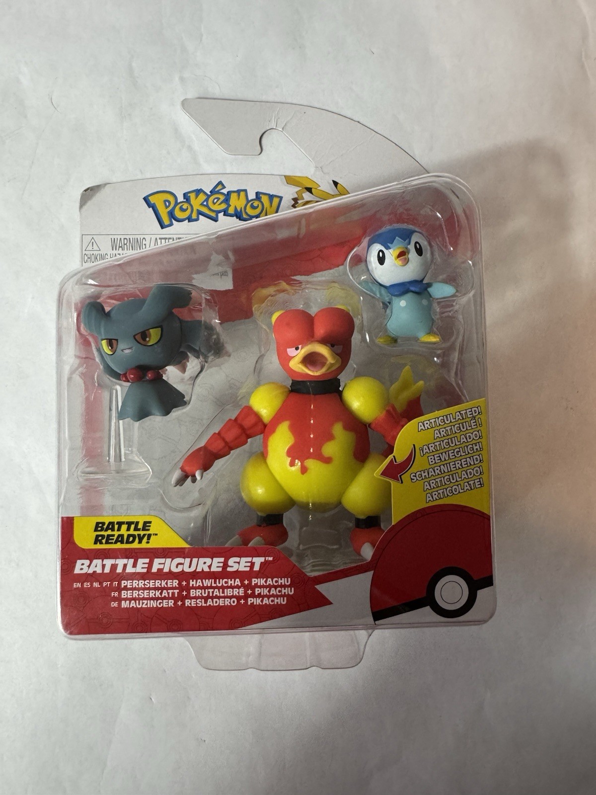 NIB Pokemon Battle Figures Set 3 Pack Magmar, Pickup, Misdreavus Jazzwares Wave