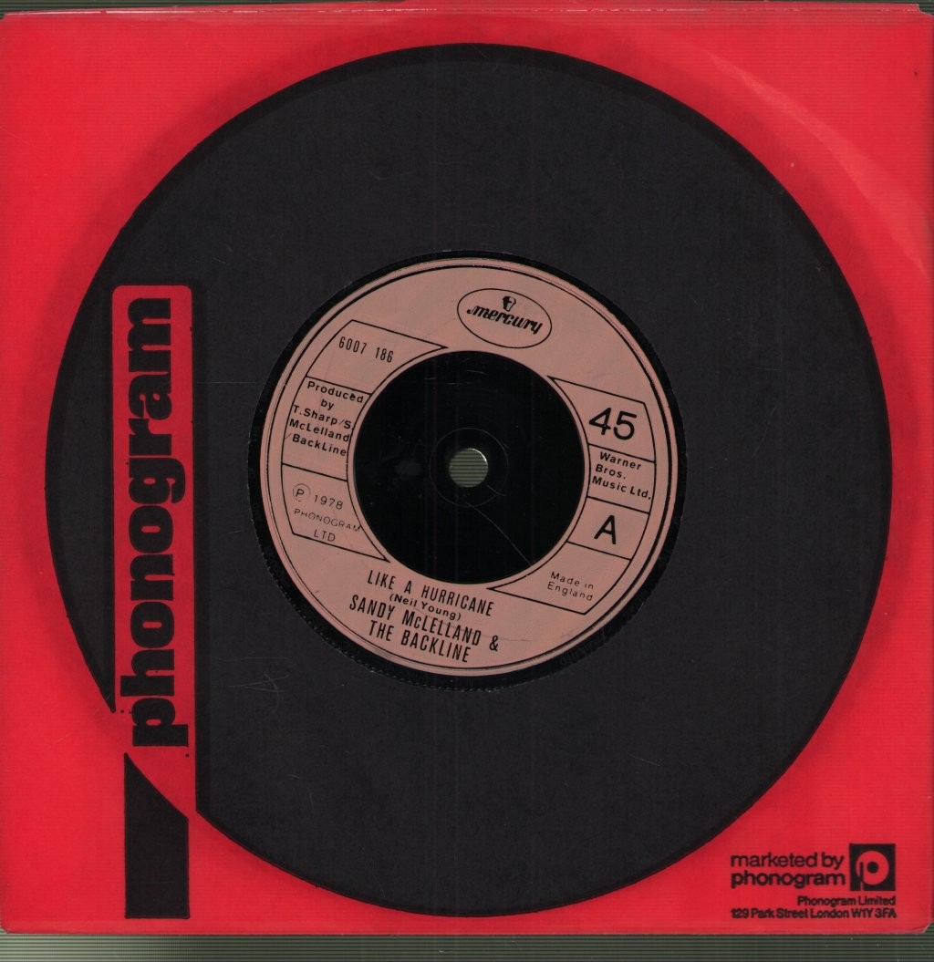 Sandy McLelland and the Backline Like A Hurricane Vinile 7" 45 RPM 1978 Mercury