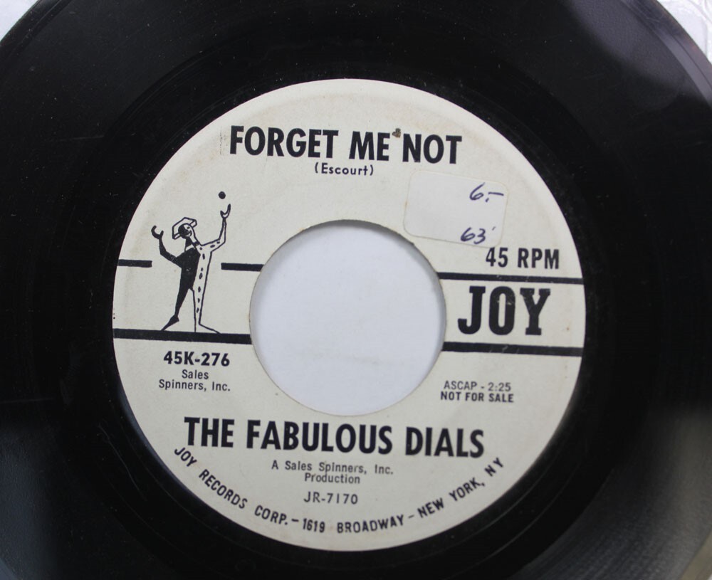 Hear! Doo Wop Promo 45 The Fabulous Dials - Forget Me Not / Bossa Nova Stomp On