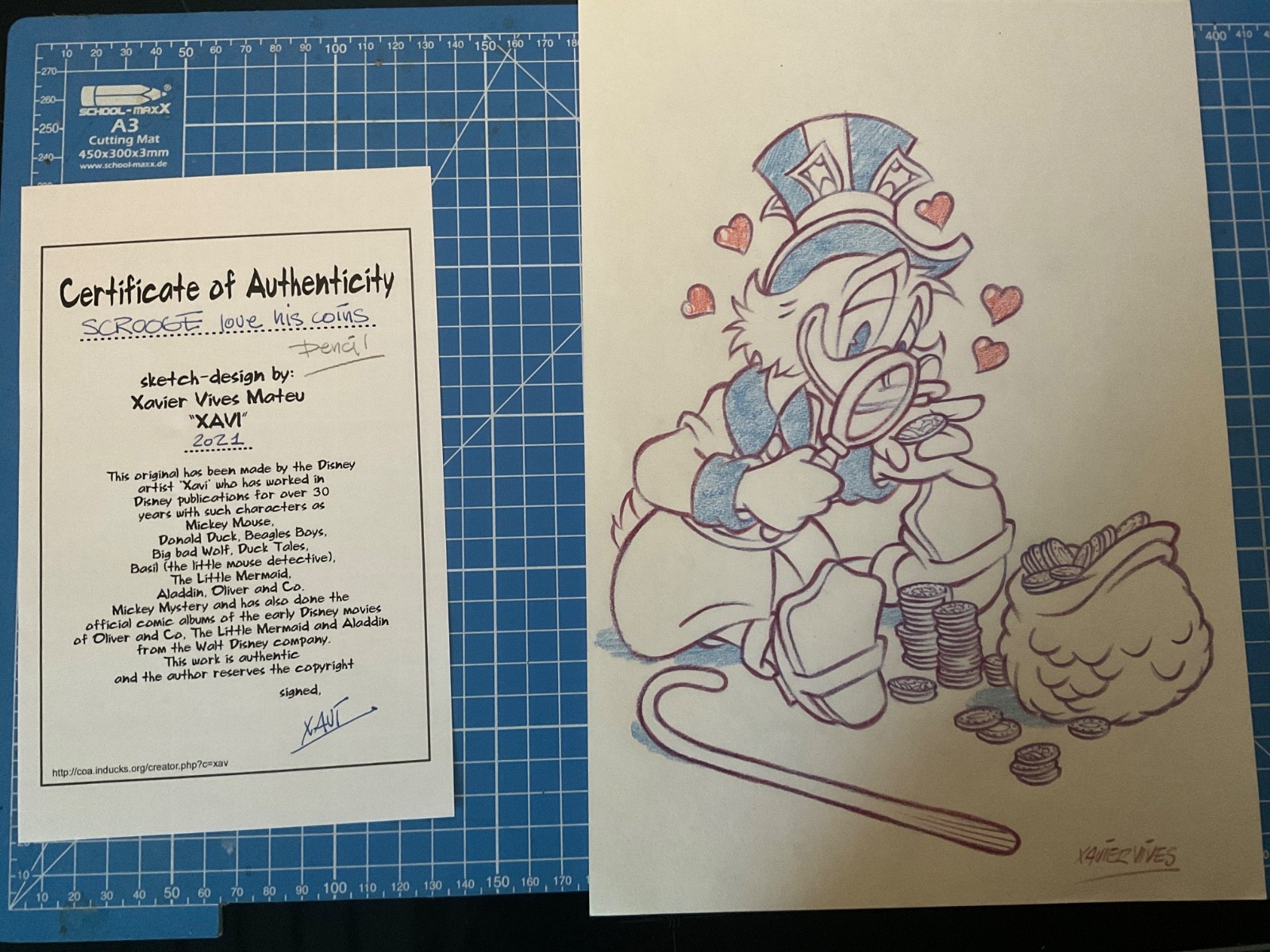 Disney Paperone Paperone Firmato Xavi Paperone, Ama le sue monete 2021 Disneyana