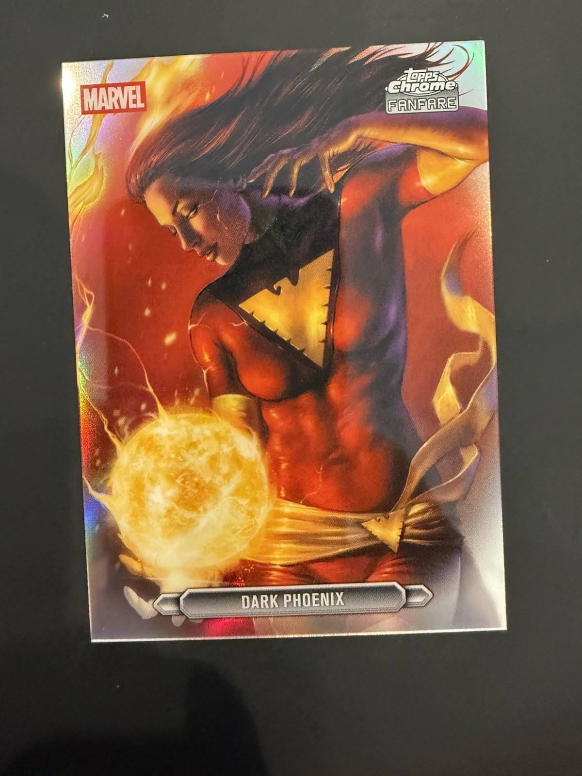 Raro rifrattore fanfara Topps Chrome Marvel Comics 2026 #FF-21 Dark Phoenix