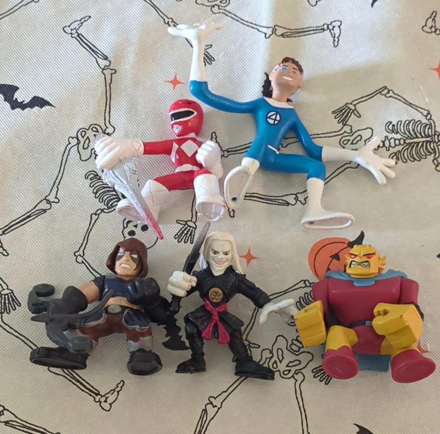 Red Ranger & Mr. Fantastic Mini Action Figure Set w/ other misc. Villians
