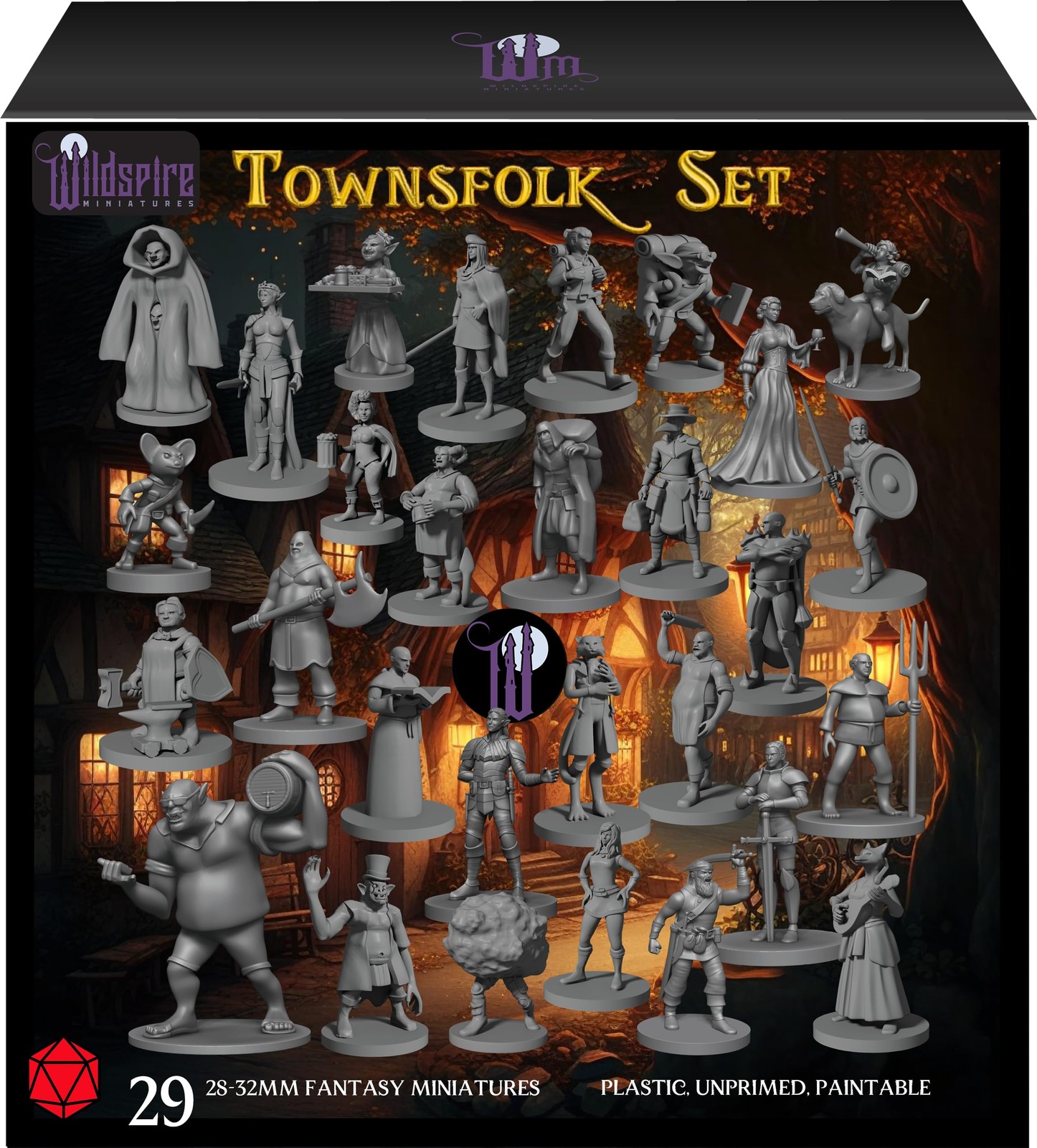 Starter Set di 29 Miniature Wildspire del Gioco da Tavolo 28 mm Grigio Plastica