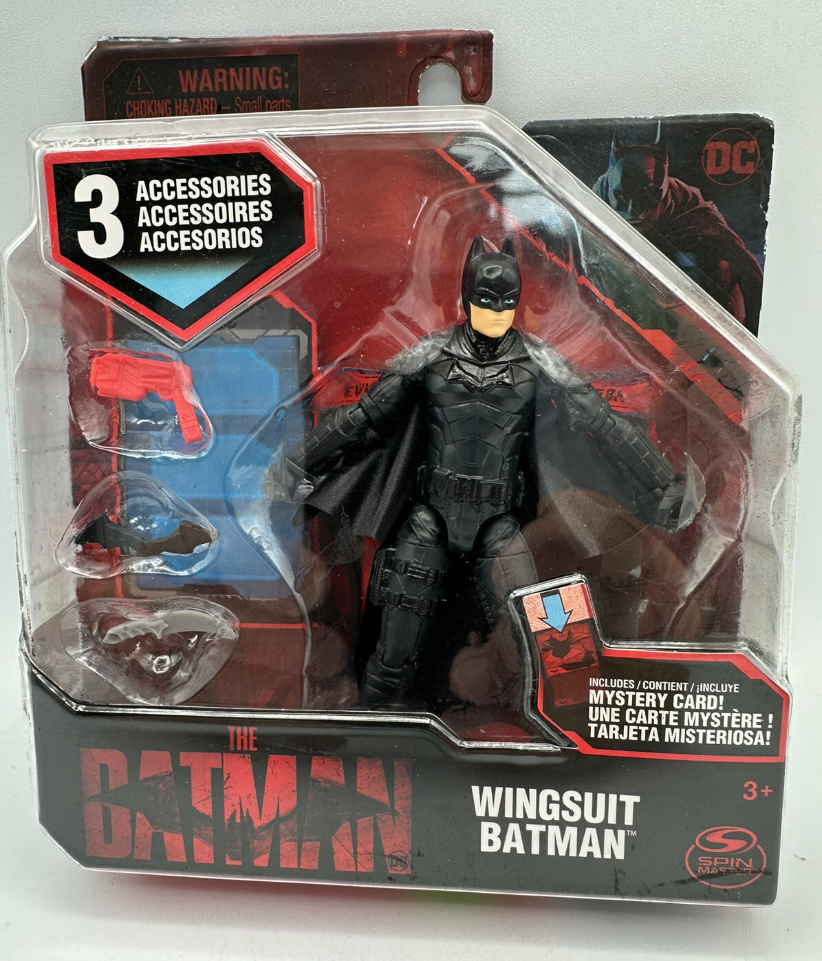 BATMAN Tuta Alare 3 Accessori SpinMaster Mystery Card (Nuova di zecca)