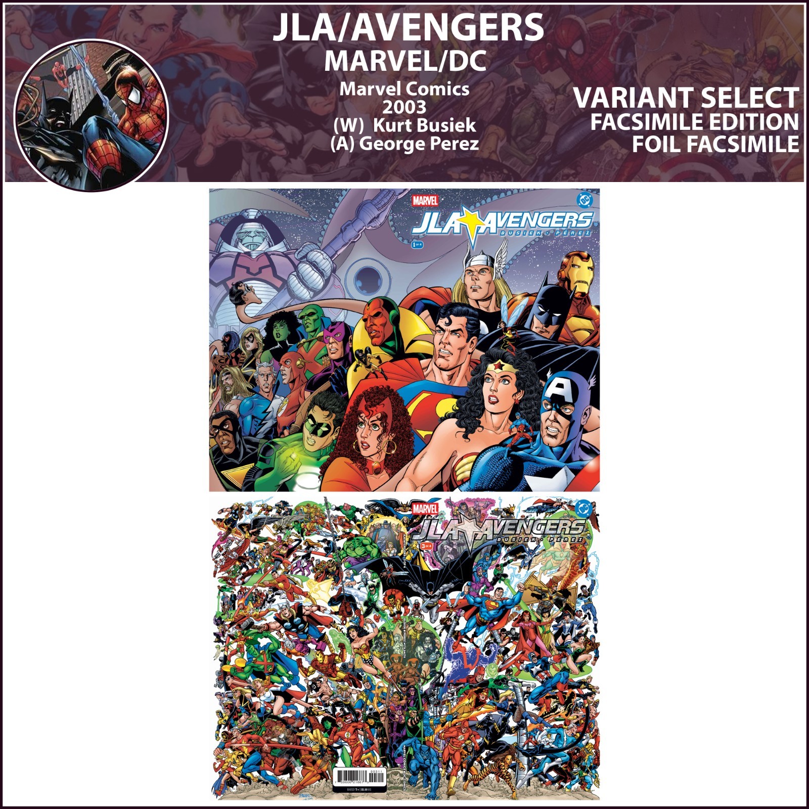 JLA/Avengers (2003) #1 3 Marvel Comics EDIZIONE FACSIMILE COPERTINA SELEZIONA