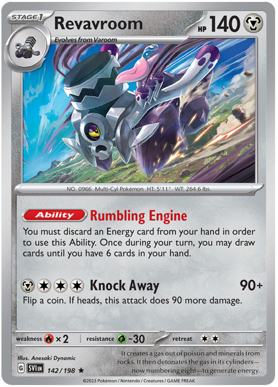 Pokemon Scarlet Violet Set Base #142/198 Revavroom Raro Holo quasi nuovo+