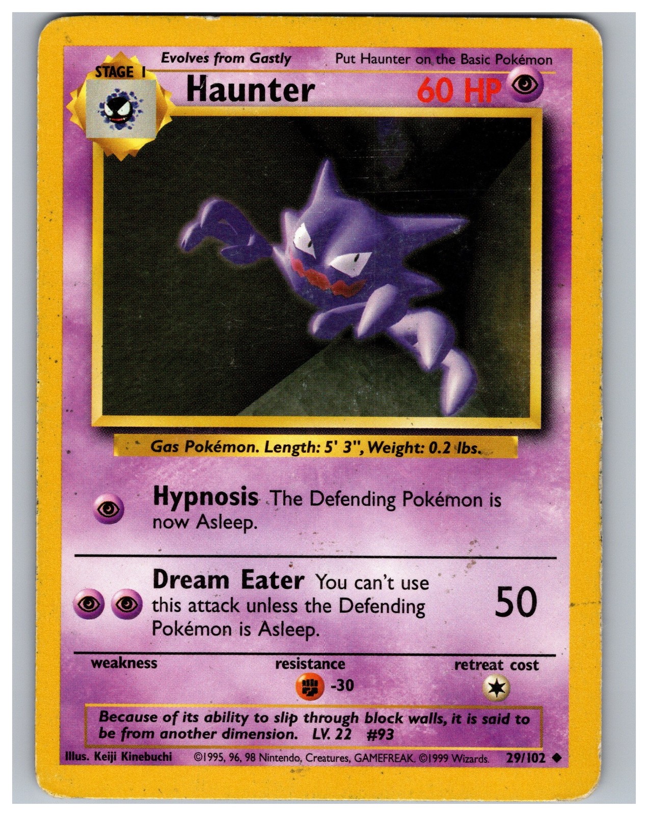 Haunter 29/102 Base Set Pokemon Card