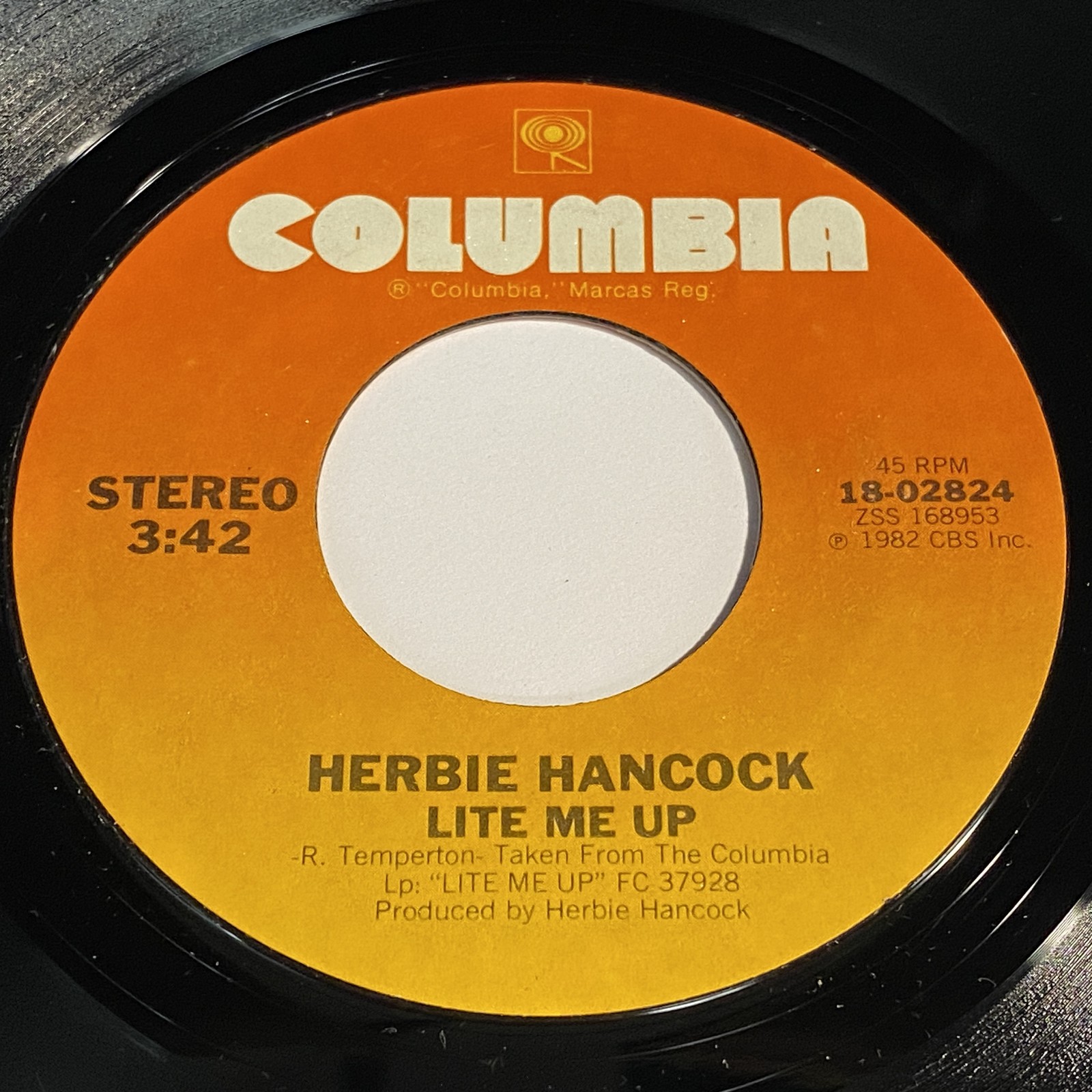 Herbie Hancock: Lite Me Up / Satisfied With Love 45 - Columbia - Funk