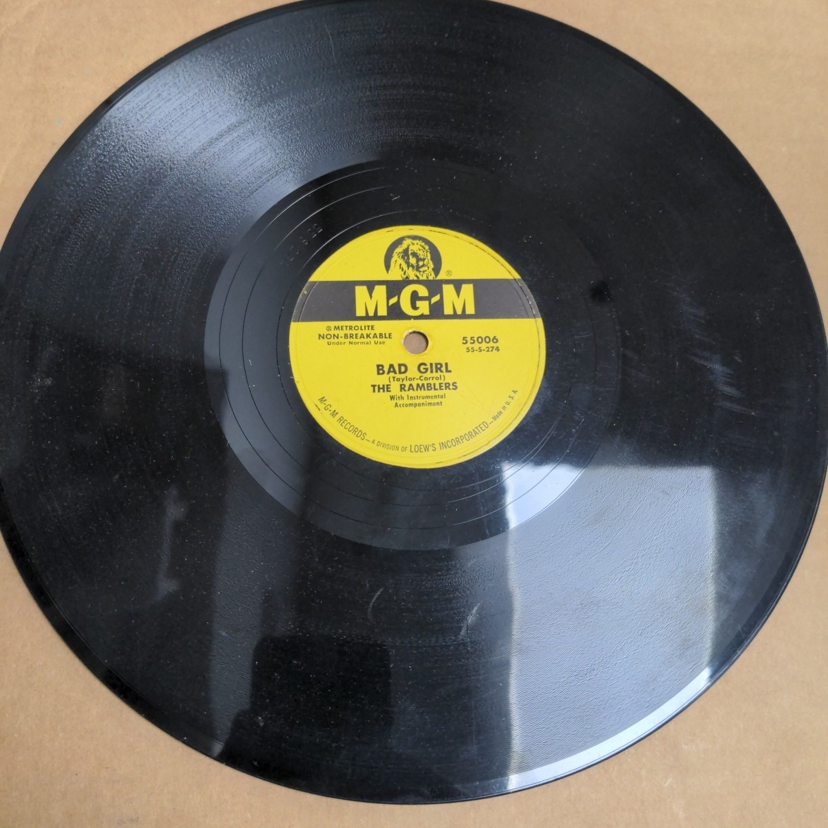 The Ramblers 78 RPM Single Doo-Wop Bad Girl / Rickey-Do su M-G-M VG+