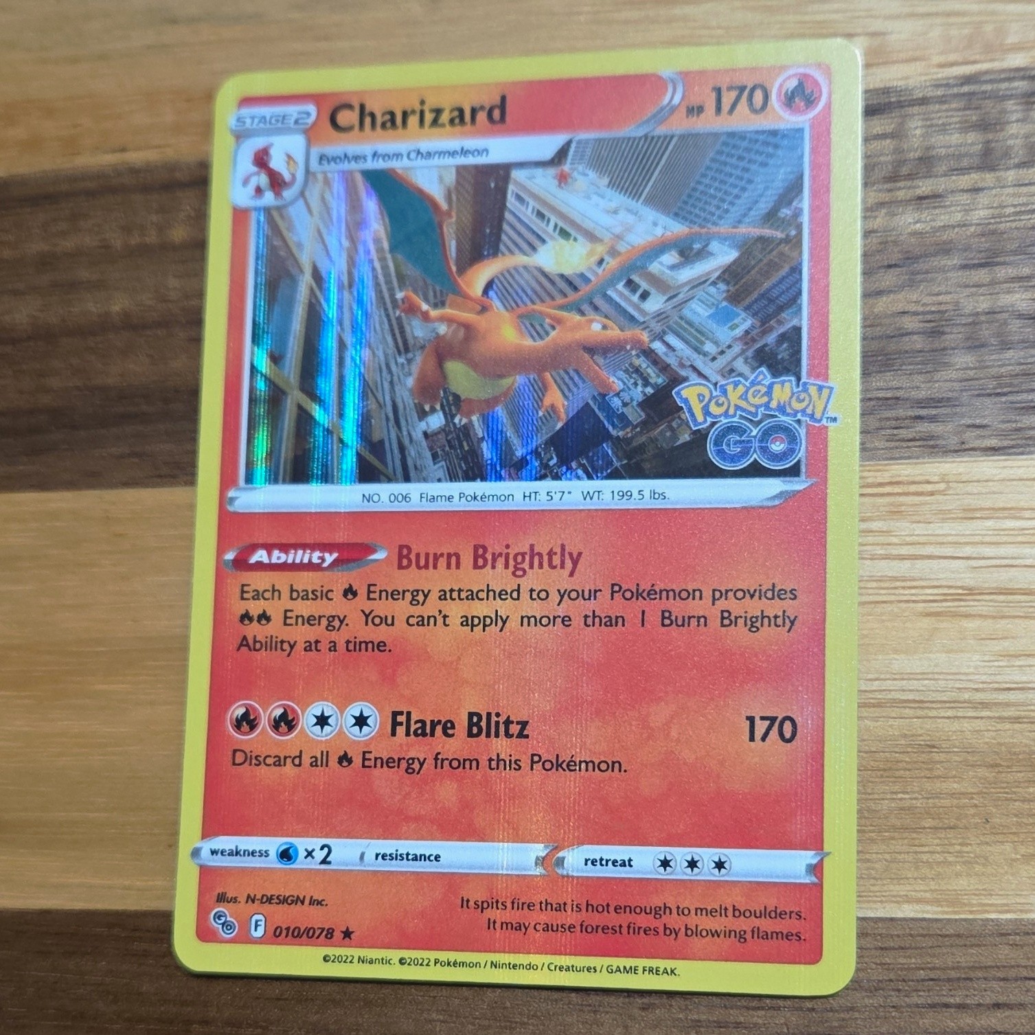 The Pokémon Company Charizard 010/078 Pokémon GO Holo Rare Eng HP 170 Stage 2