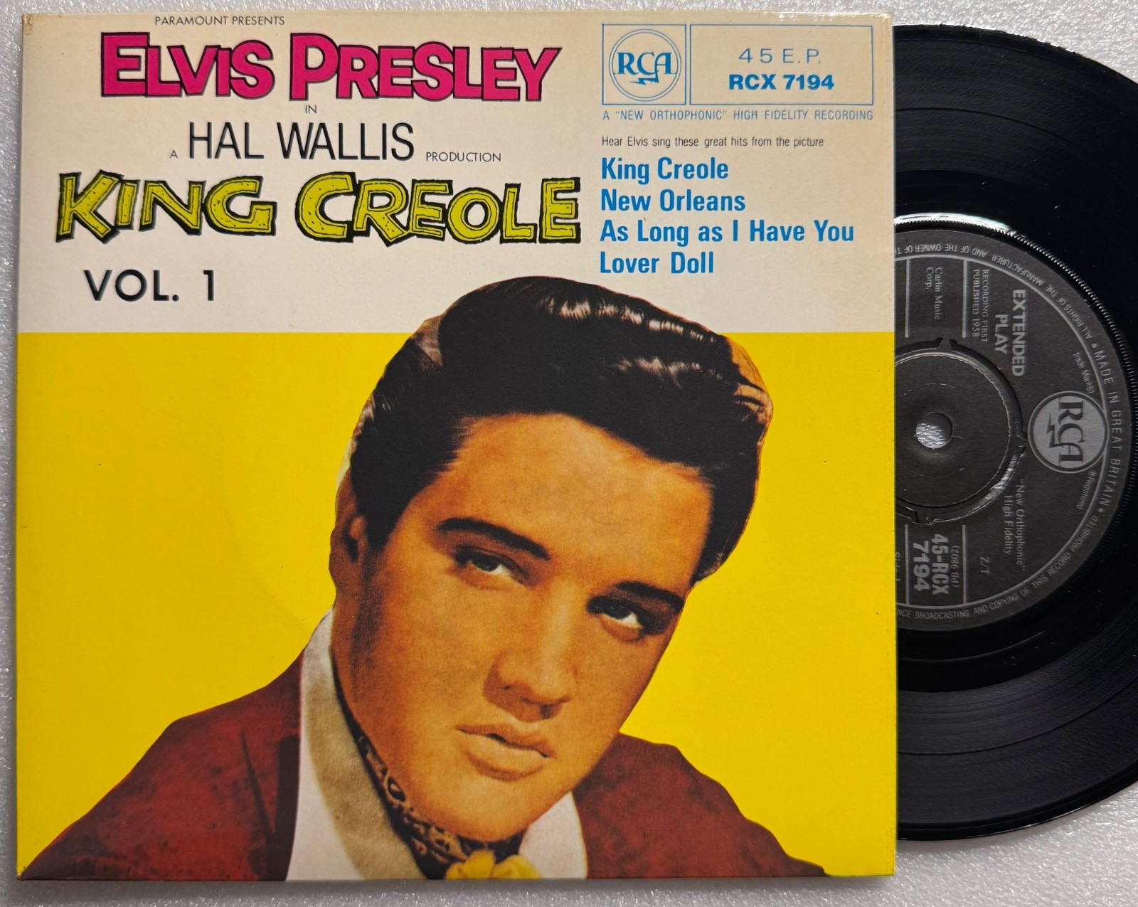 ELVIS PRESLEY KING CREOLE - NEW ORLEANS - LOVER DOLL  RCX 7194 EP RCA 45  7" UK