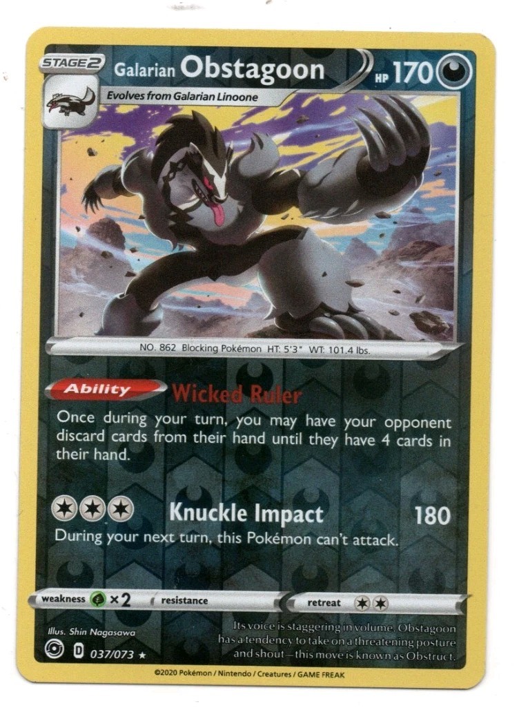 Galarian Obstagoon 37/73 Champions Path Reverse Holo Near Mint 37/73
