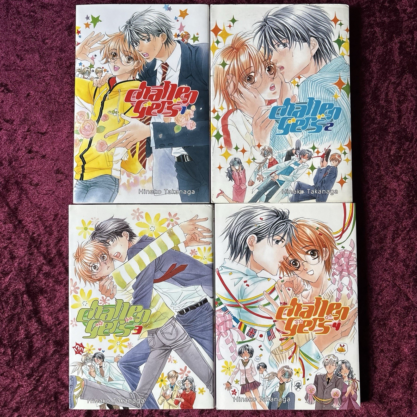 Challengers Volumes 1-4 BL Manga di Hinako Takanaga, inglese fuori produzione