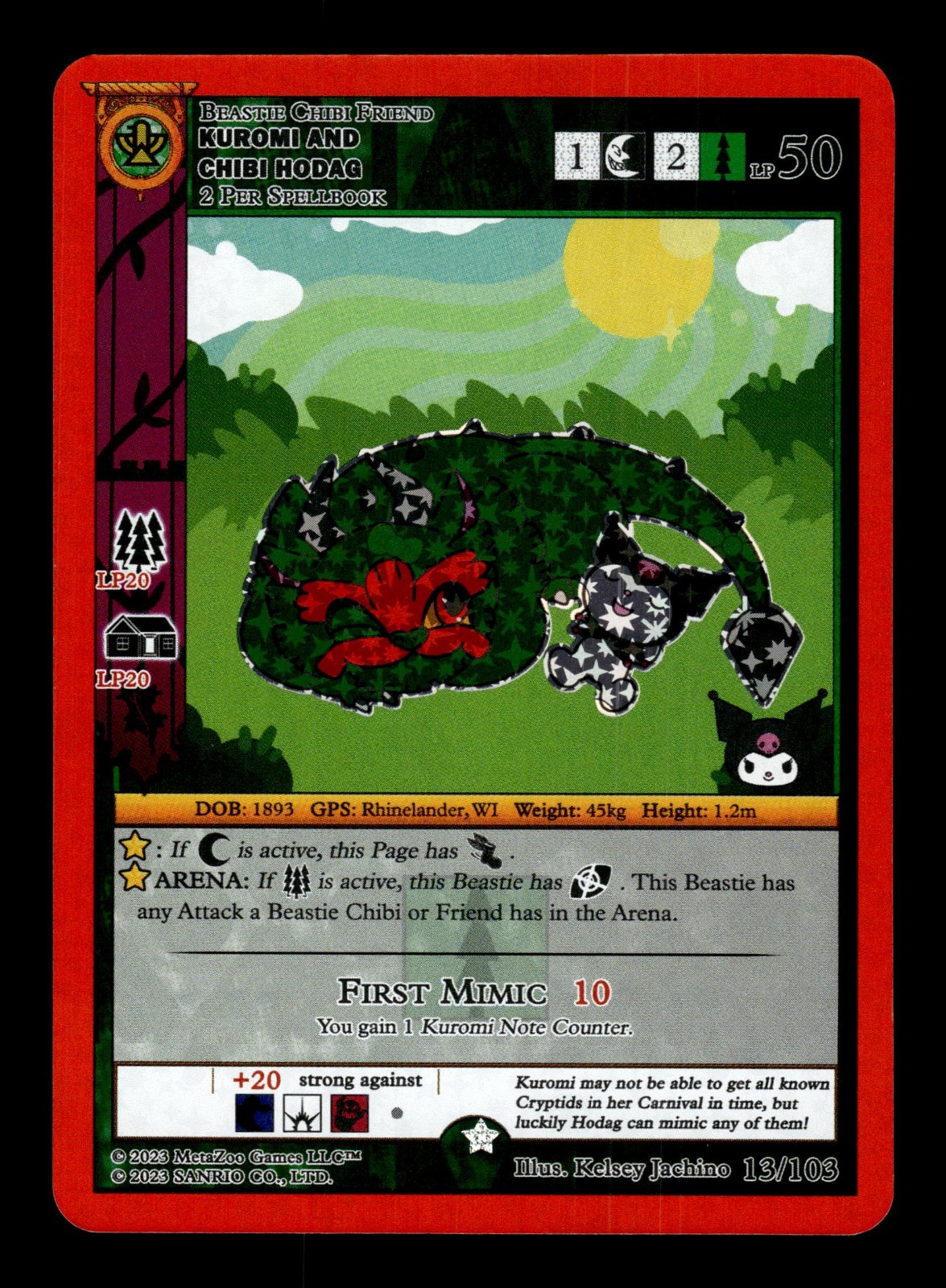 Kuromi And Chibi Hodag 13/103 MetaZoo Kuromi's Cryptid Carnival Reverse Holo