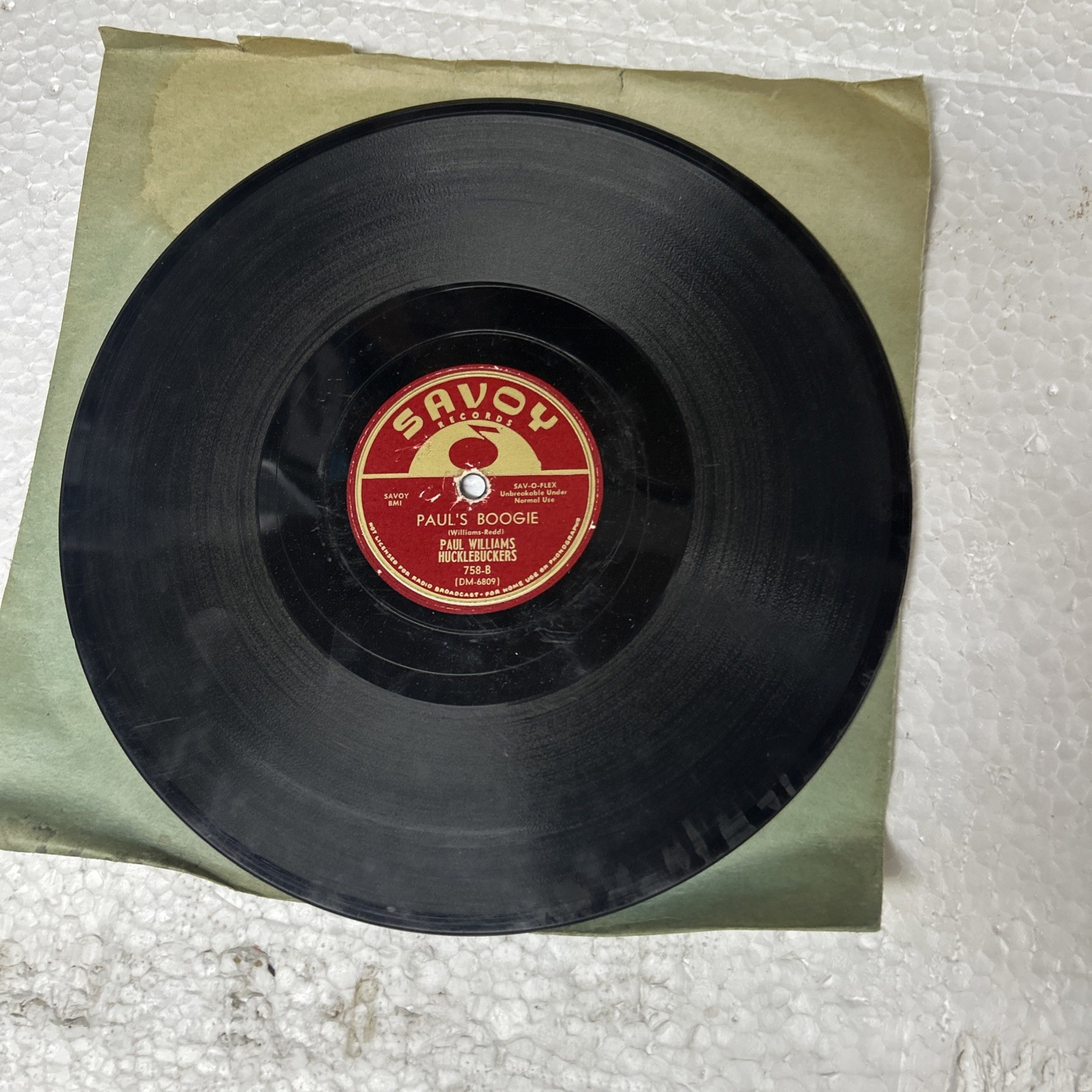 Paul Williams Hucklebuckers Jeep's Blue /Paul's Boogie Savoy Records Sac-o-flex