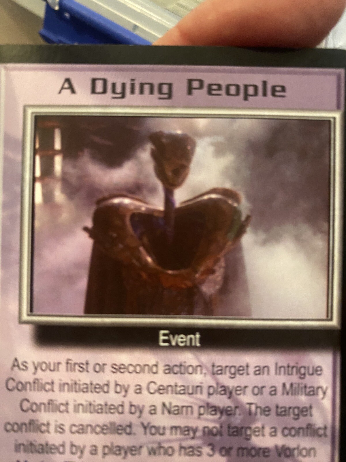 A DYING PEOPLE BABYLON 5 CCG COLLECTORS CARD NEAR MINT CRUSADE UNPLAYED PRECEDEN