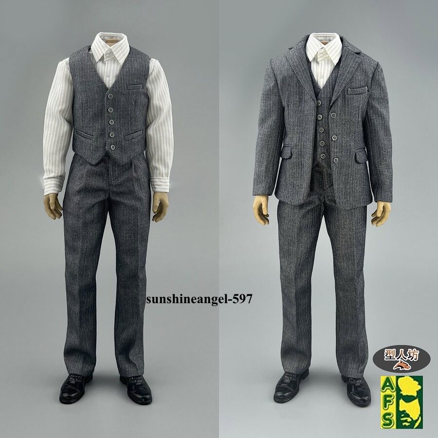 Set tuta grigio a righe agente maschio 1/6 per corpo 12'' COO Worldbox AT011 AT020