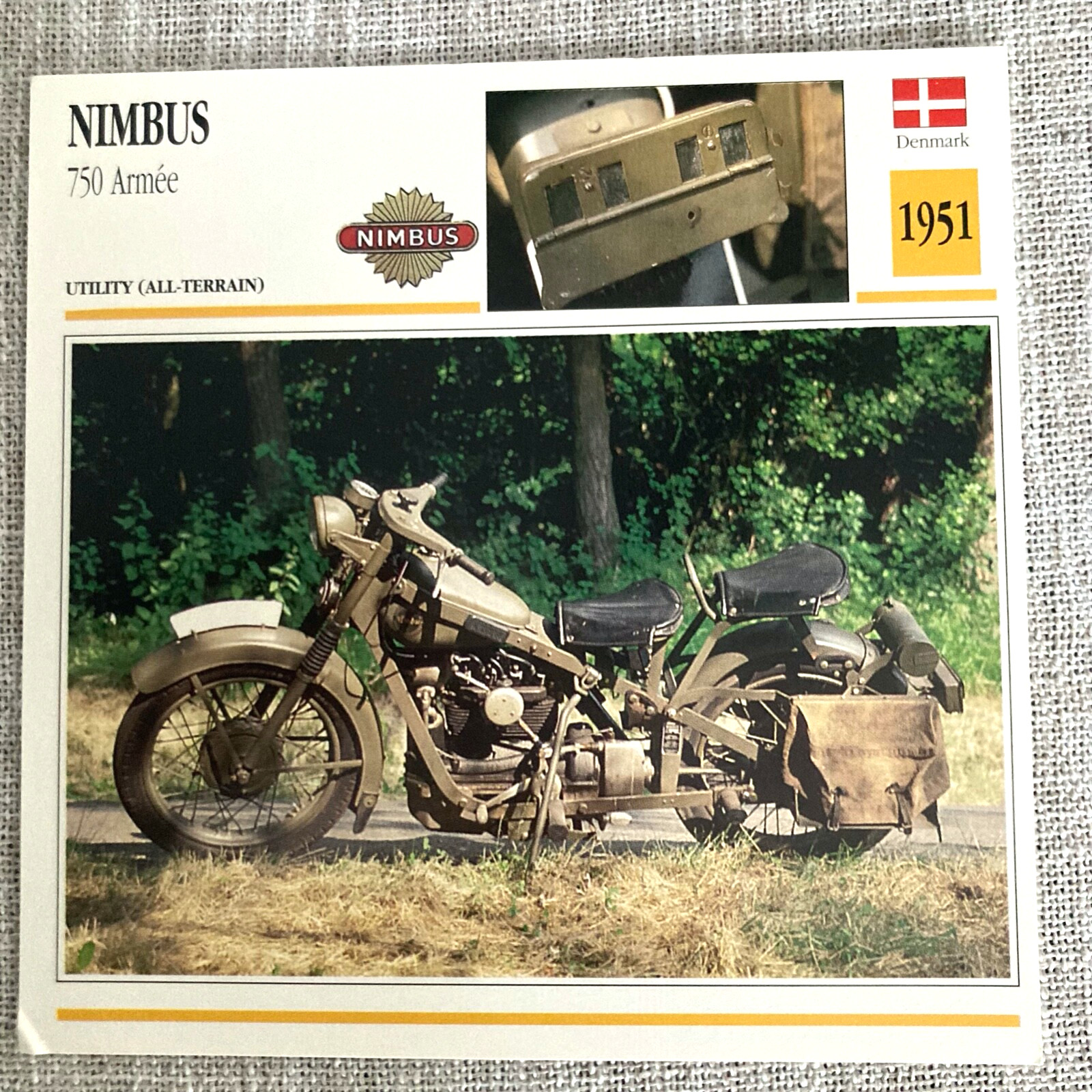 Nimbus 750 Armee Utility 1951 Denmark Edito Service Atlas Motorcycle Card